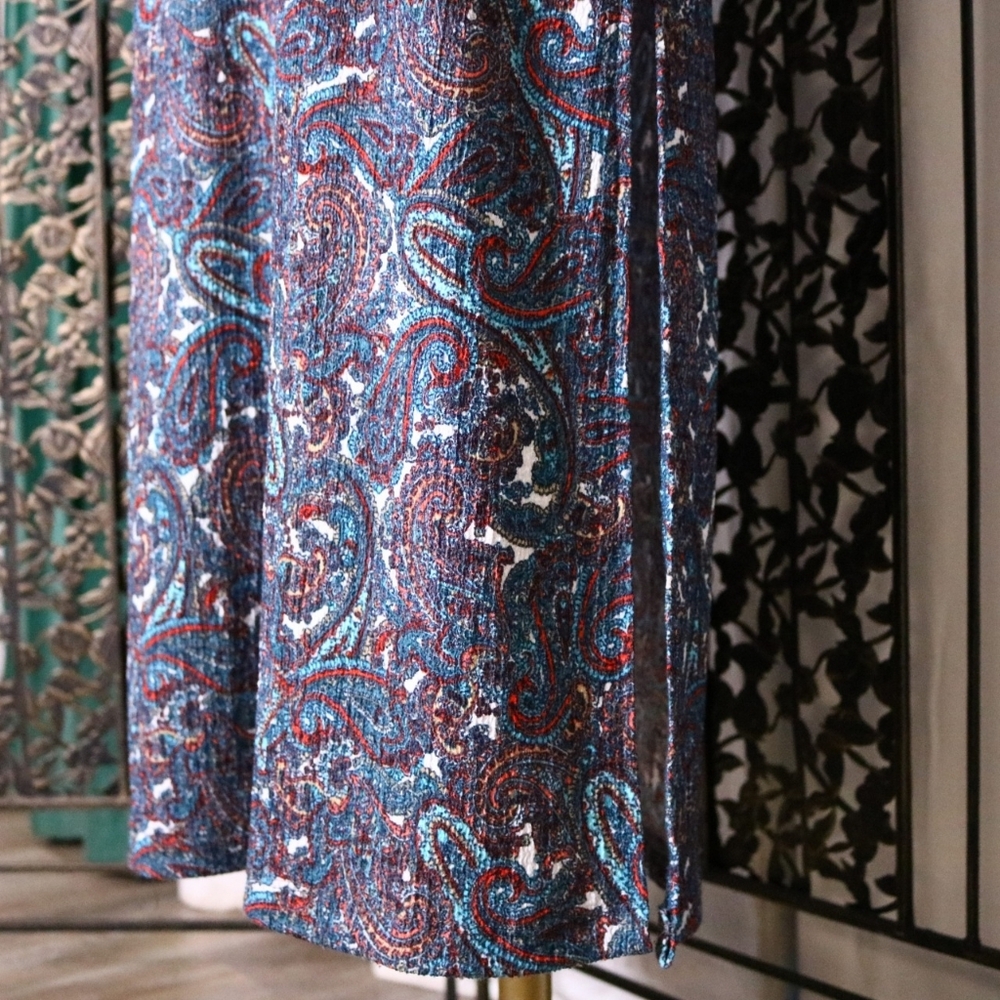 FREE SHIPPING Michael Kors Paisley Chain Flutter Maxi Dress. Size XXS - Picture 5 of 10
